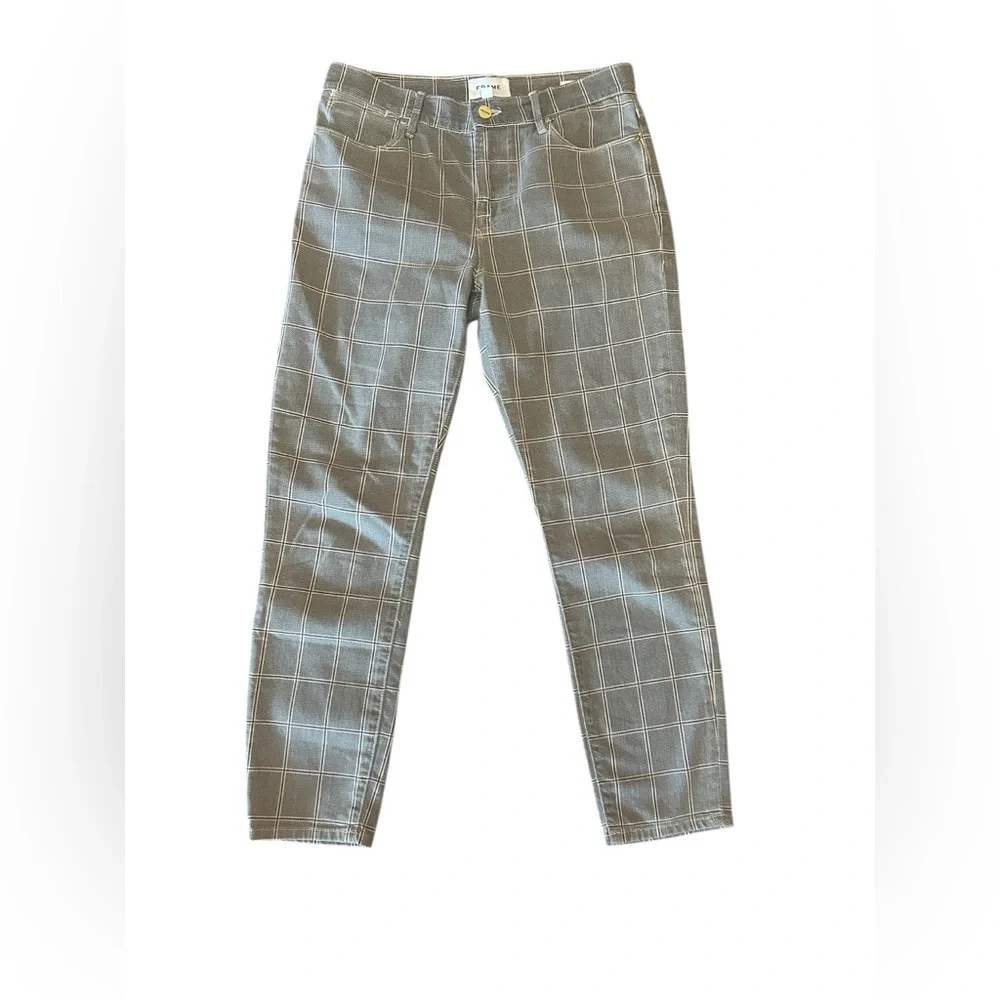 FRAME WOMEN'S LE HIGH SKINNY CROP JEANS Size 28 Gray Plaid - Picture 4 of 9